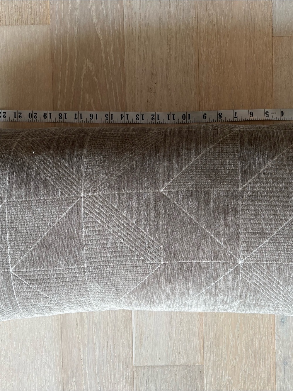 Textured Geometric Lumbar Pillow in Taupe